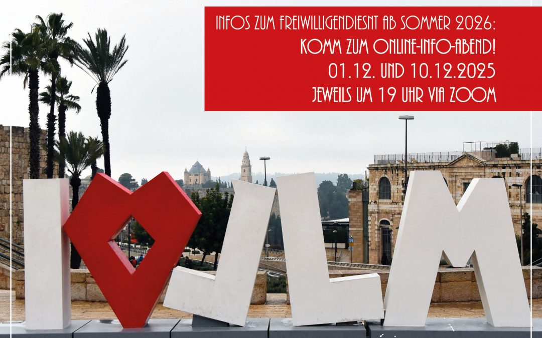 I love Jerusalem Schriftzug vor Skyline der Alstadt